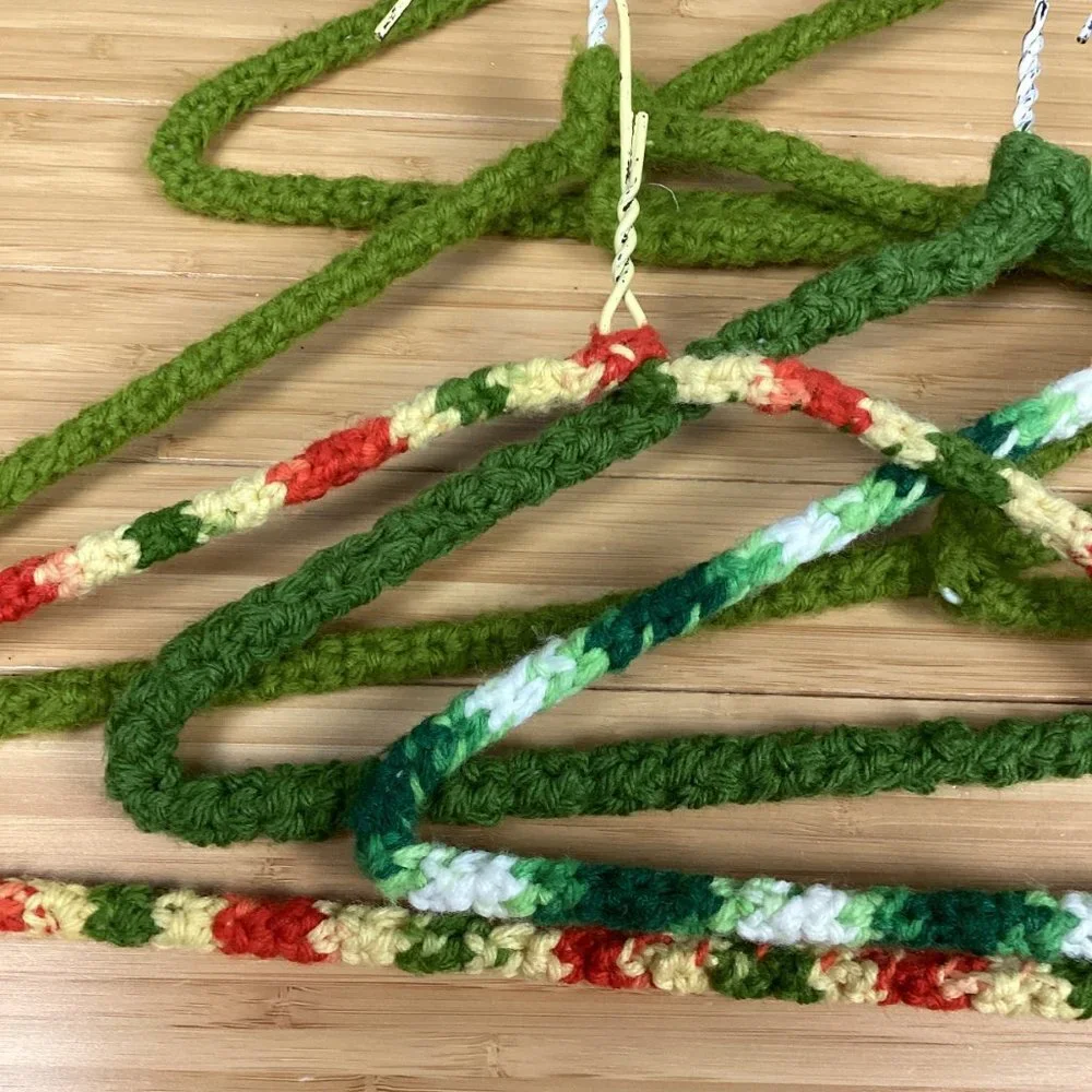 Vintage 1970s Set of 8 Crocheted Wire Hangers
